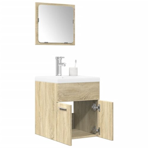  3-dijelni set kupaonskog namje&scaron;taja boja hrasta sonome drveni Smeđa 41 x 38.5 x 46 cm Cijene