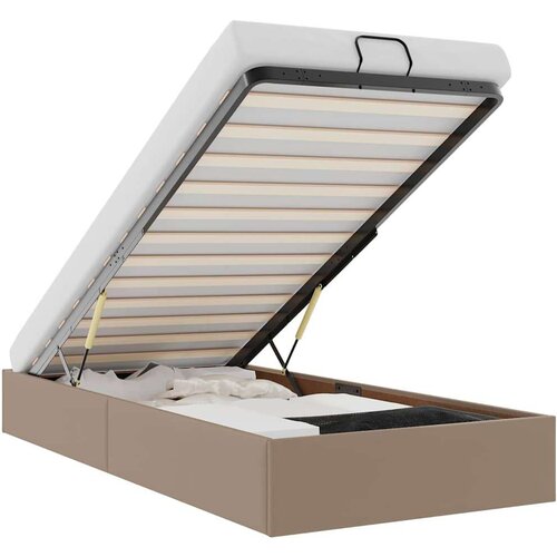 VidaXL okvir kreveta bez madraca cappuccina 100x200 cm od umjetne kože Slike