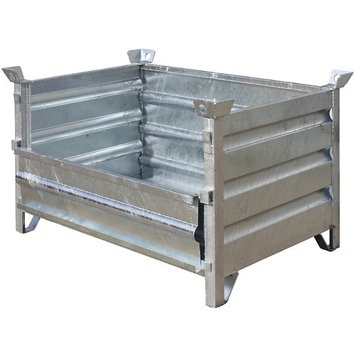 Eichinger zaboji za zlaganje s polno steno, dxšxv 1000 x 800 x 750 mm, vzdolžna stena 1/3 zložljiva, pocinkana izvedba Cene