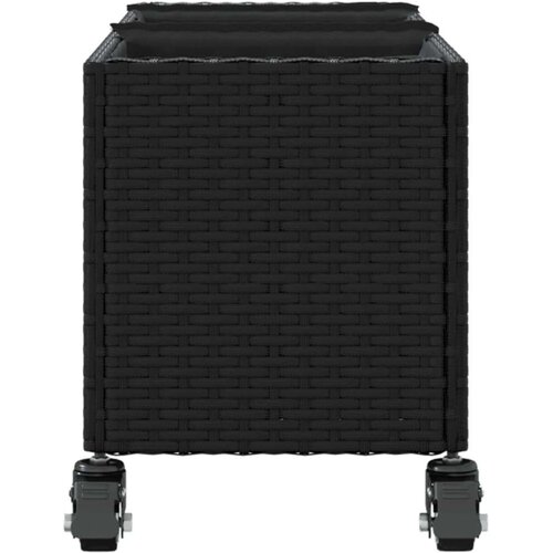 VidaXL Vrtna sadilica s kotačima 3 posude crna 107x32x38 cm poliratan Slike