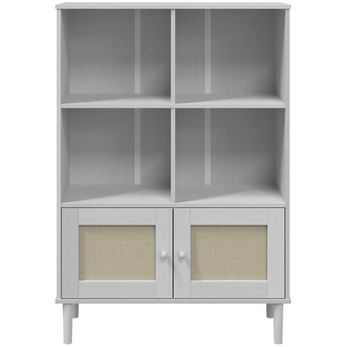  Regal za knjige SENJA izgled ratana bijeli 90x35x130cm borovina Slike