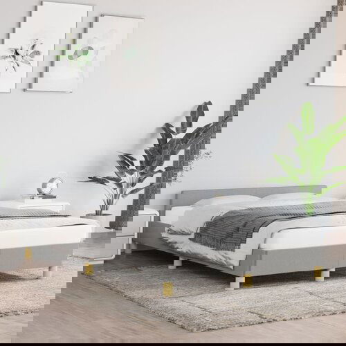 VidaXL Posteljni okvir z vzglavjem svetlo siv 120x200 cm blago Slike