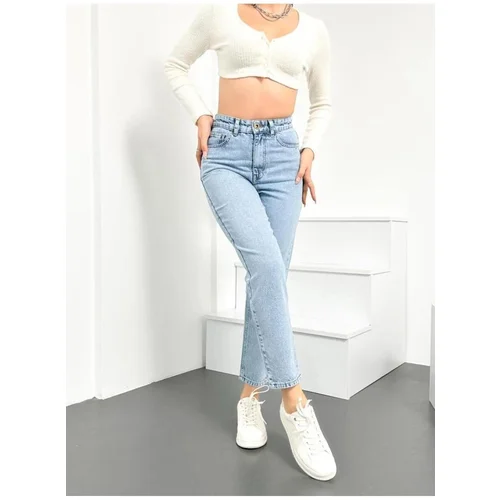 Dewberry 74092 Hlt Mom Jeans High Waist Women Jeans-ICE BLUE