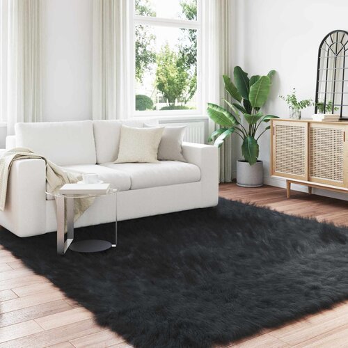  Tepih od umjetne ovčje kože TAFALLA Crna 240 x 240 cm Poliester Cijene