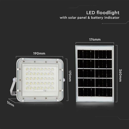  LED spoljni solarni reflektor LED/6W/3,2V IP65 4000K beli + daljinski upravljač Slike