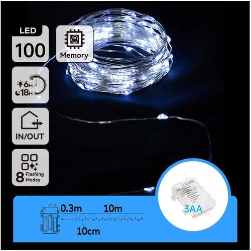 Aigostar led spolja&scaron;nji niz 100xLED/8 funkcija 10,3m IP44 hladna bela Cene