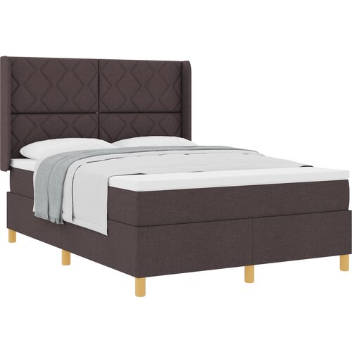 vidaXL Box Spring postelja z vzmetnico v temno rjavi, 140x190 cm, blago, (22050248) Cene