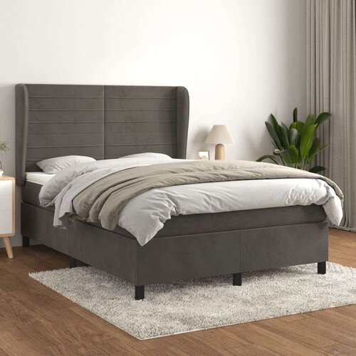  Box spring postelja z vzmetnico temno siva 140x200 cm žamet, (20846754) Slike