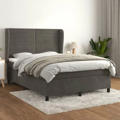  Box spring postelja z vzmetnico temno siva 140x200 cm žamet, (20846754)