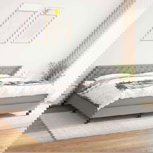  Box spring postelja z vzmetnico svetlo siva 180x200 cm blago, (20790953) Slike