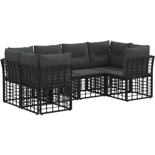  Set vanjskih sofa s jastukom 6 pcs Crna Poliester Cijene