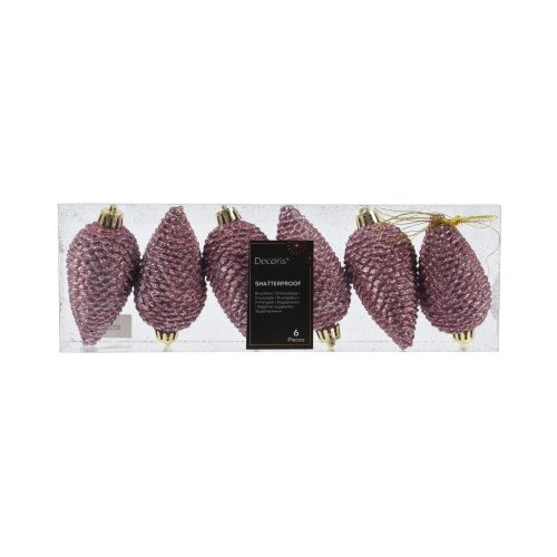  Novogodišnja dekoracija - hanging pinecone set 6pcs 8cm 022697 - vintage pink - kmg ( 044457 ) Cene