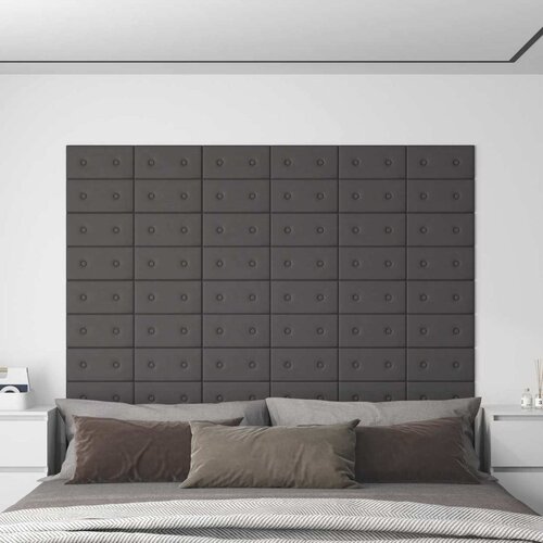  Zidna uzglavlja 12 pcs Sivi 30 x 15 cm Lažna koža Slike