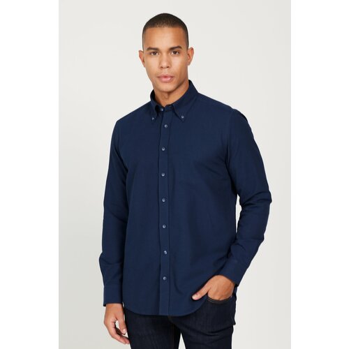 AC&Co / Altınyıldız Classics Men's Navy Blue Slim Fit Narrow Cut Button Collar Cotton Oxford Shirt Slike