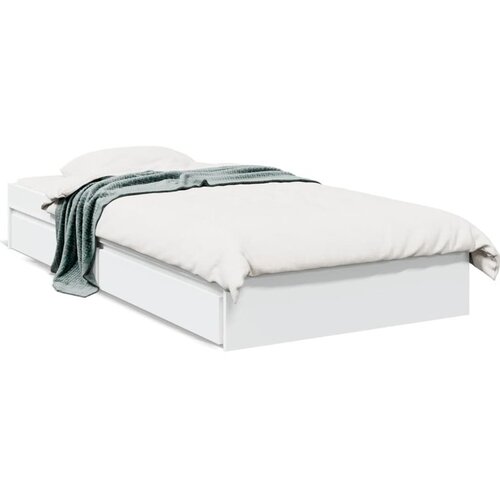 vidaXL Posteljni okvir s predali bel 75x190 cm inženirski les Cene