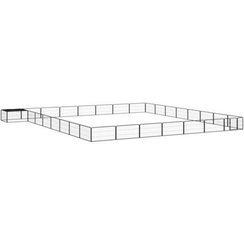 vidaXL Pasja ograda z 32 paneli črna 100x50 cm pra&scaron;no barvano jeklo - - črna - 53.8 - 800 x 800 x 50 cm - Cene