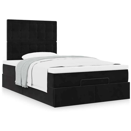 vidaXL Otomanski posteljni okvir z vzmetnicami črn 120x190cm žamet Cene