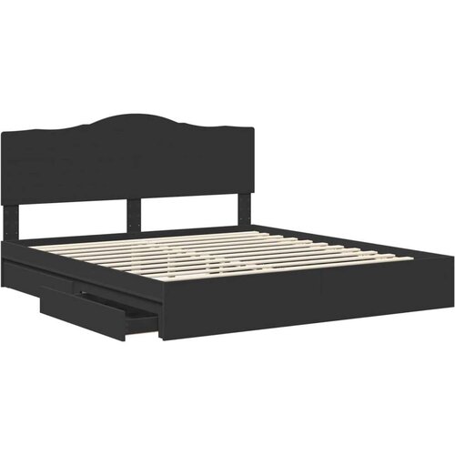 VidaXL Krevetna konstrukcija Crna 200 x 200 cm Konstruirano drvo Slike