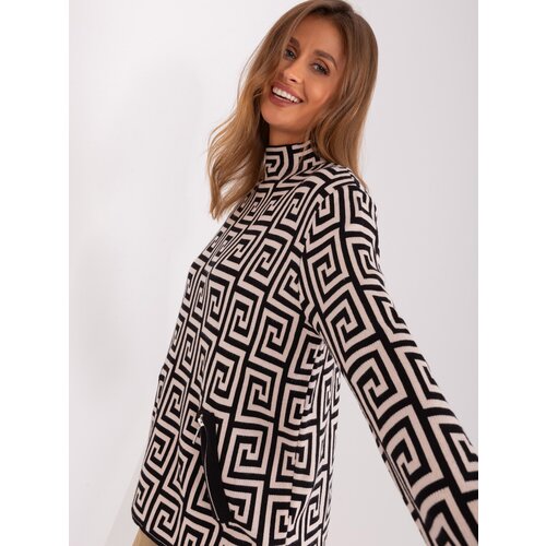 Fashion Hunters Black and beige patterned turtleneck with viscose Slike