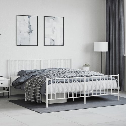 vidaXL Metalni okvir kreveta uzglavlje i podnožje bijeli 180x200 cm Cijene