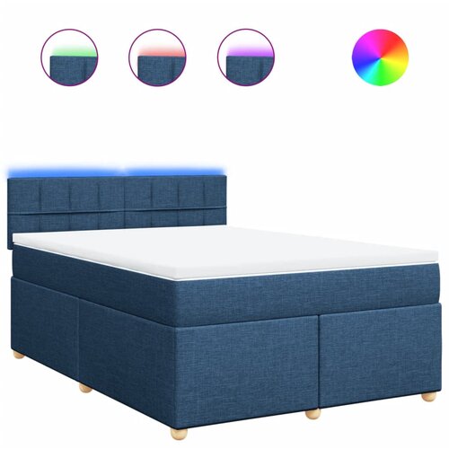 vidaXL Box spring postelja z vzmetnico modra 140x200 cm blago, (21307755) Cene