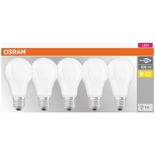Osram set LED žarulja Base Classic A (5 Kom., 9 W, E27, Topla bijela, Mat) Cijene