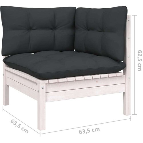  9-dijelna vrtna garnitura od borovine s jastucima bijela Slike