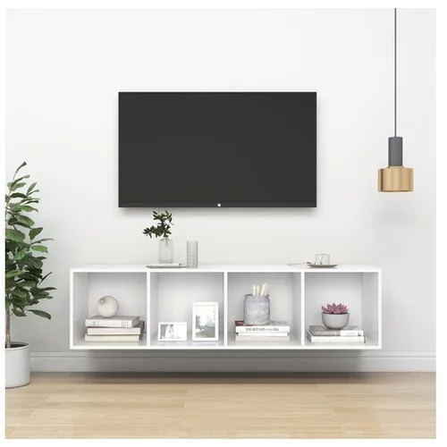  Stenska TV omarica bela 37x37x142,5 cm iverna plošča