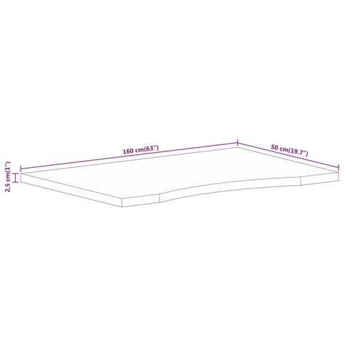  Ploča za radni stol zaobljena 160x50x2,5 cm od drva manga Slike