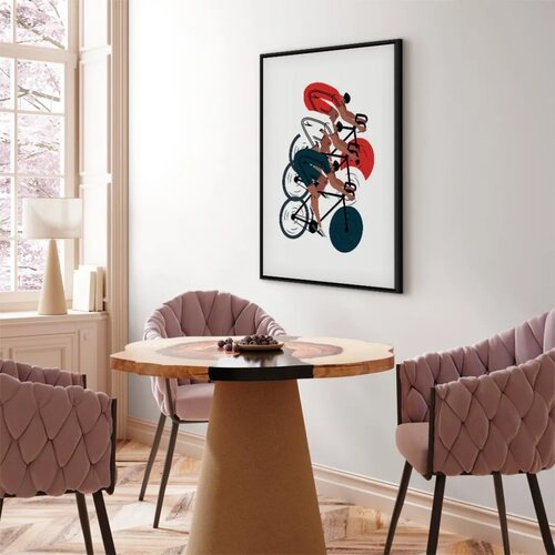  Slika - Cycling Race. Competitors on a Light Background - Illustration 80x120 U crnom drvenom okviru Slike