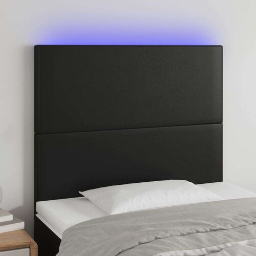  Posteljno vzglavje črno 100x5x118/128 cm umetno usnje, (20793642) Slike