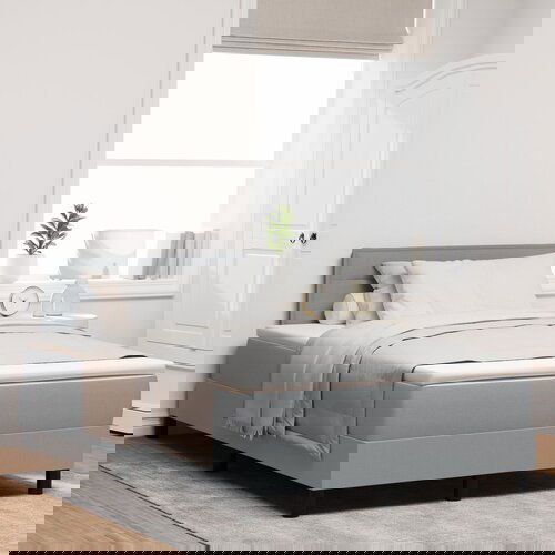 vidaXL Okvir kreveta s madracem Svijetlosiva Tkanina 120 x 200 cm Cene