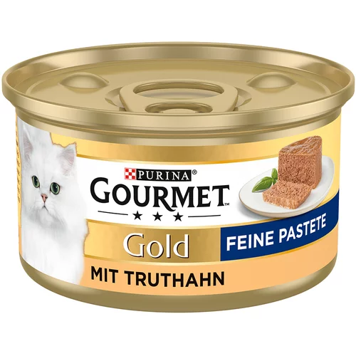 Gourmet 50 + 10 gratis! Gold mokra mačja hrana 60 x 85 g - Fina pašteta: puran (12 x 85 g)