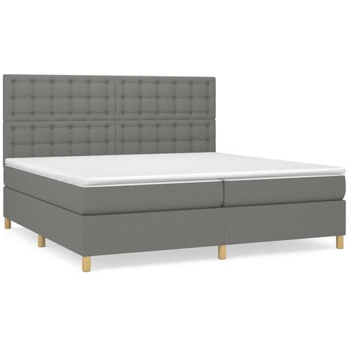  Krevet s oprugama i madracem tamnosivi 200 x 200 cm od tkanine Slike