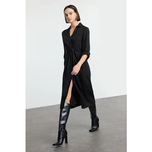 Trendyol Black More Sustainable Midi Woven Shirt Dress