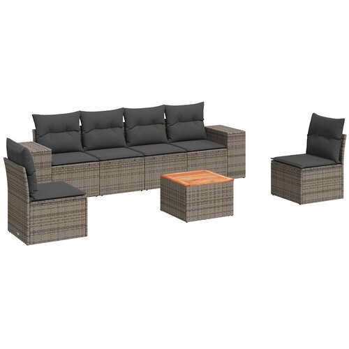  7-dijelni set vrtnih sofa sivi od poliratana Slike