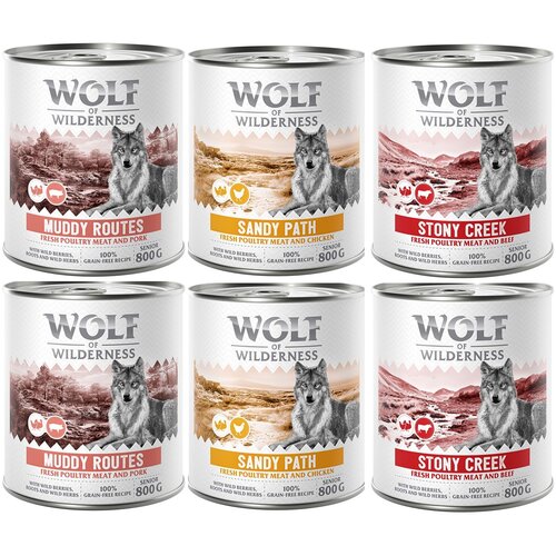  10% popust! Mokra pasja hrana Wolf of Wilderness me&scaron;ana pakiranja - 6 x 800 g: SENIOR - z veliko sveže perutnine me&scaron;ano pakiranje Cijene