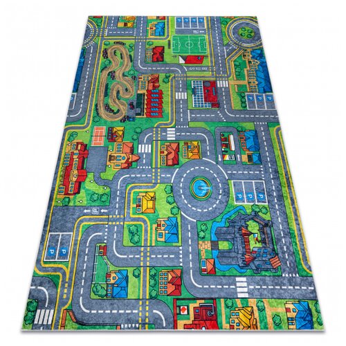 RugsX BAMBINO 61500 pralna preproga Mesto, ulice za otroke protizdrsna - zelena / siva 120x170 cm, (5000359163) Cene