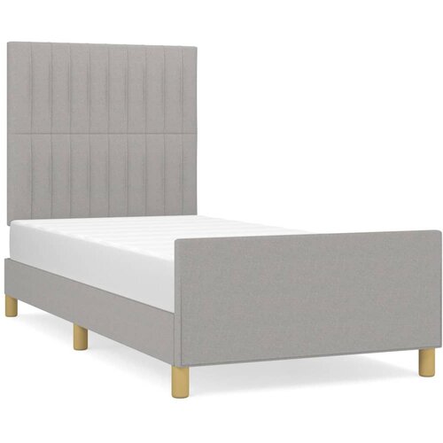 Maison Chic Posteljni okvir - Enojna postelja - Postelja za odrasle brez vzmetnice svetlo siv 100x200 cm blago-J7471, (21761059) Slike