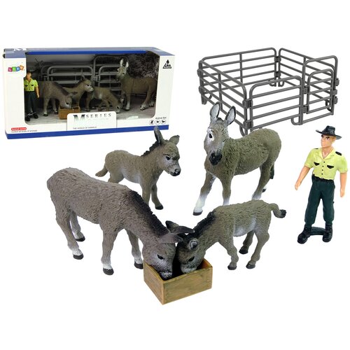  Four Donkey Farmer Fence Figure Set Grey Cijene