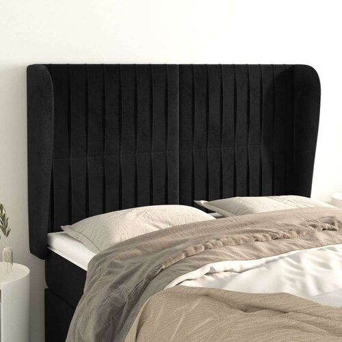  Uzglavlje s u&amp;scaron;ima crno 147x23x118/128 cm bar&amp;scaron;unasto Slike
