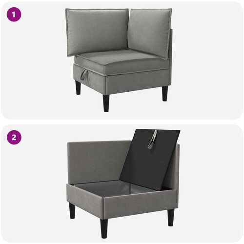 Kauč u kutu s ladicom Tamnosiva Baršun - Tamnosiva Kutna sofa Cene