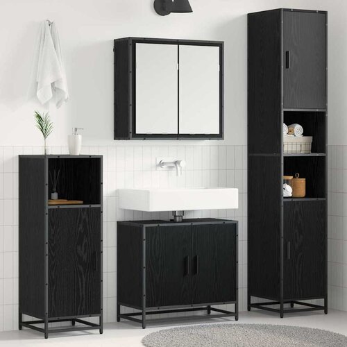 VidaXL Set namje&amp;scaron;taja za kupaonicu 3 pcs Crni hrast 65 x 33 x 60 cm Slike