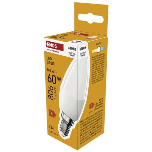 Emos LED žarnica Basic Candle E14 / 8,8 W (60 W) / 806 lm / Nevtralna bela ZL3F48 Cene