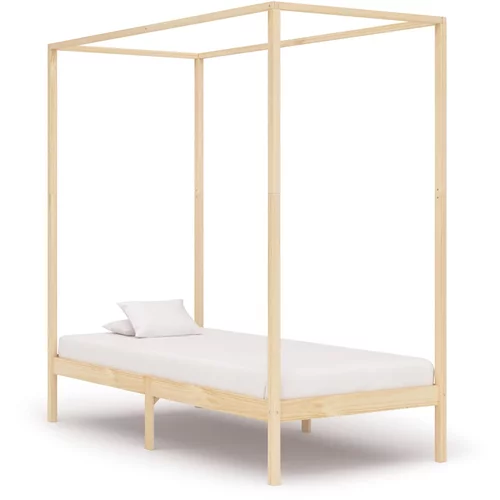 vidaXL Okvir za krevet s baldahinom od masivne borovine 100 x 200 cm