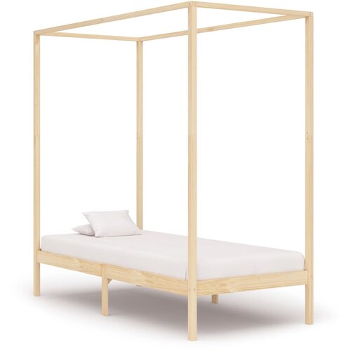 VidaXL Posteljni okvir z baldahinom iz trdne borovine 100x200 cm, (20643680) Slike