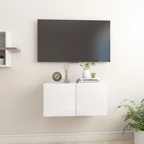 vidaXL Viseča TV omarica visok sijaj bela 60x30x30 cm, (20620927)