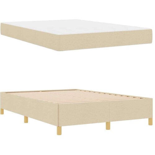 Box spring krevet Krema i bijela 140 x 190 cm tkanina Slike