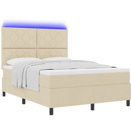 VidaXL Postelja s &amp;scaron;katlami in vzmetnico &amp;amp; LED kremna 160x200 cm Tkanina, (22082845) Slike
