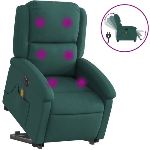 Maison Chic Električni masažni naslanjač - Relax naslanjač s funkcijo vstajanja temno zelen, (22061107) Slike
